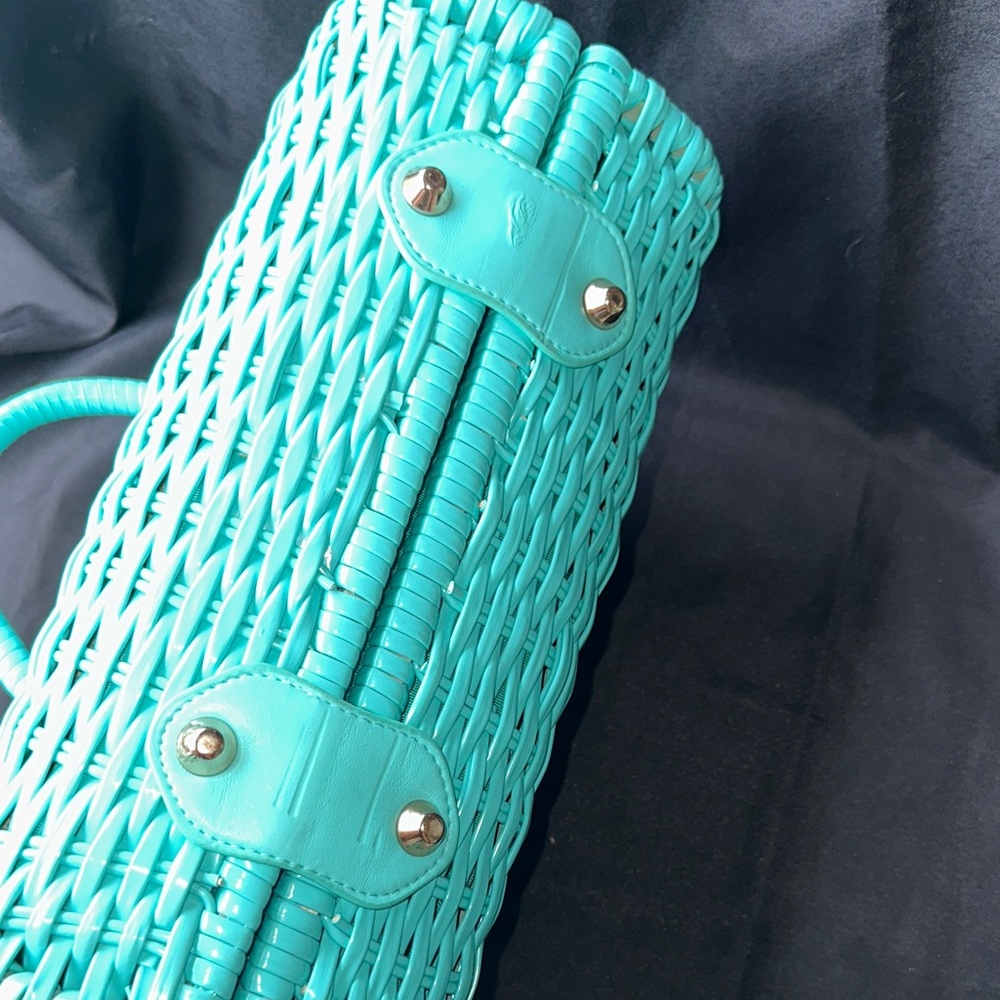 Pinup Couture Teal Woven Top-Handle Shoulder Bag - Picture 5 of 6